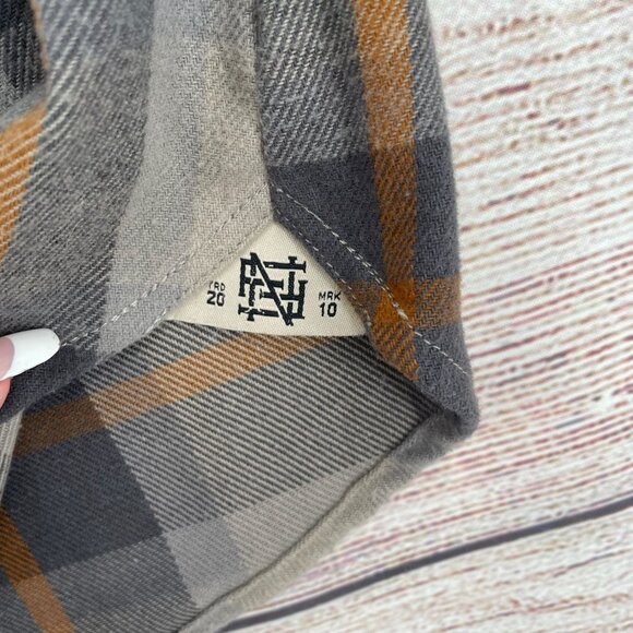 Flag Nor Fail Forever Collection Plaid Flannel Shirt Women's Medium‎ Gray/Tan - Picture 6 of 12